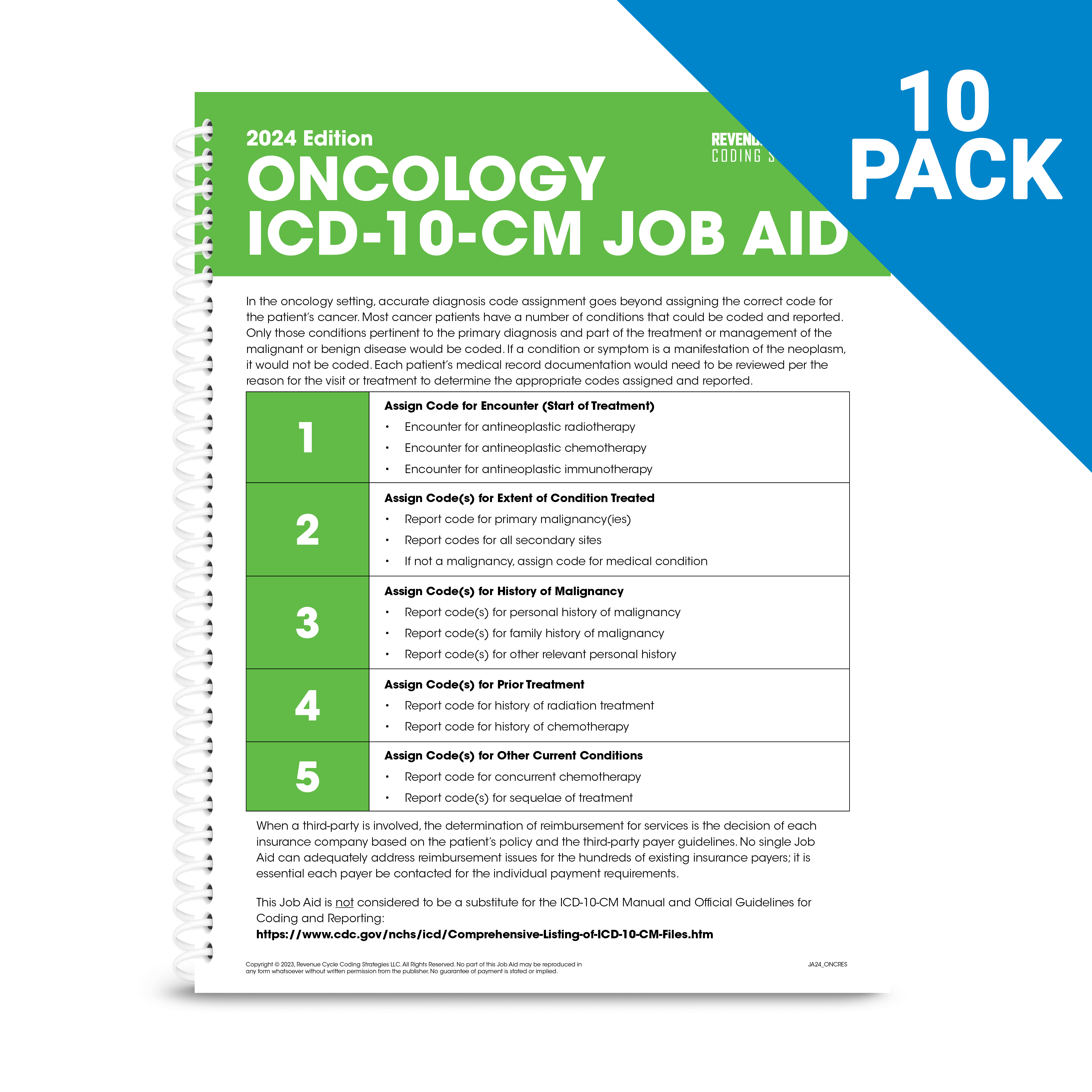 2024 ICD10CM Oncology Resource 10 pack RCCS Store