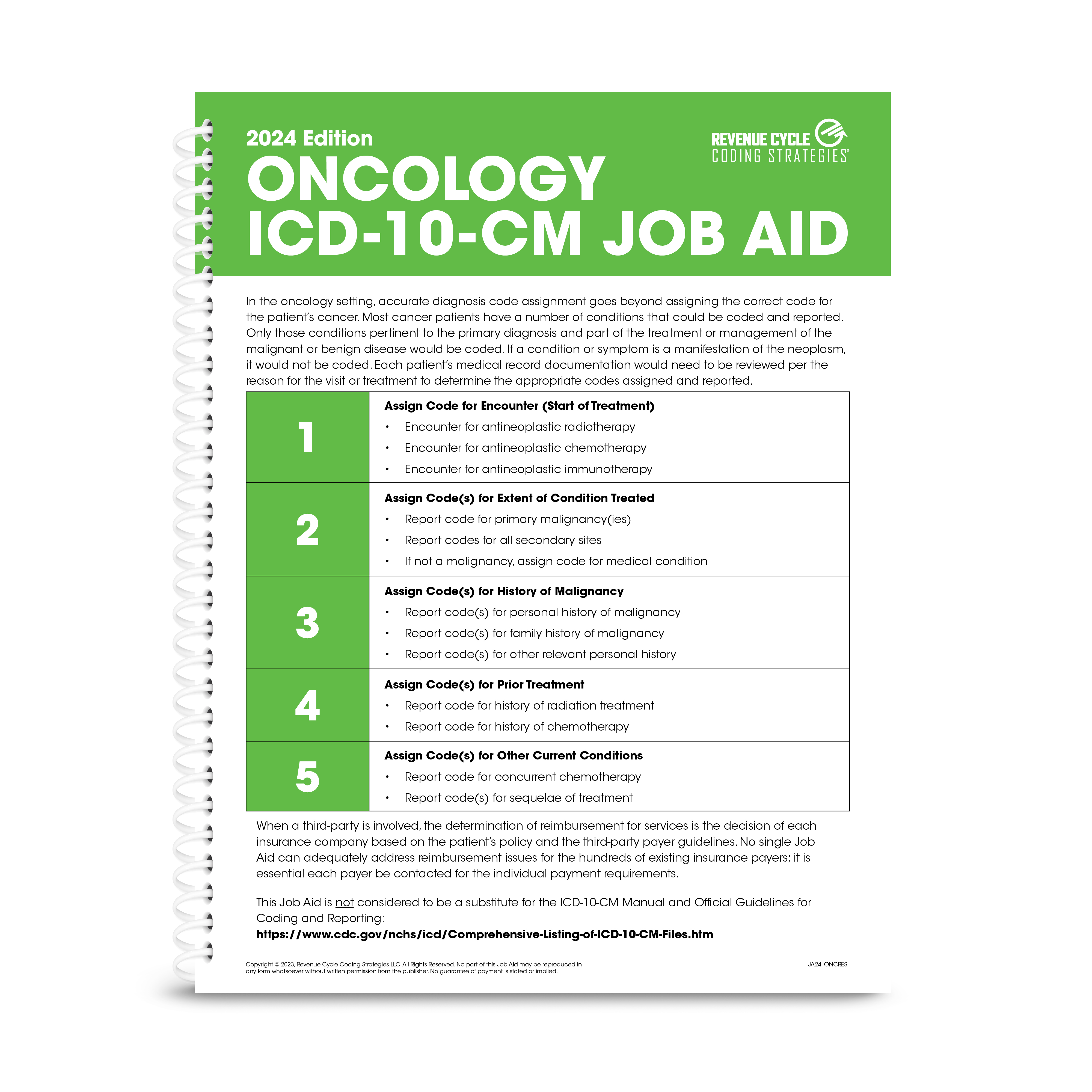 2024 ICD 10 CM Oncology Resource Job Aid RCCS Store   24ONCICDJA 