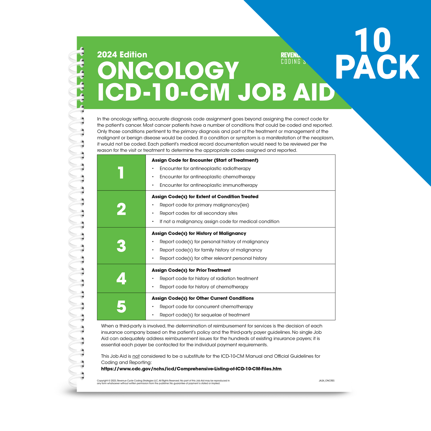 2024 ICD10CM Oncology Resource 10 pack RCCS Store