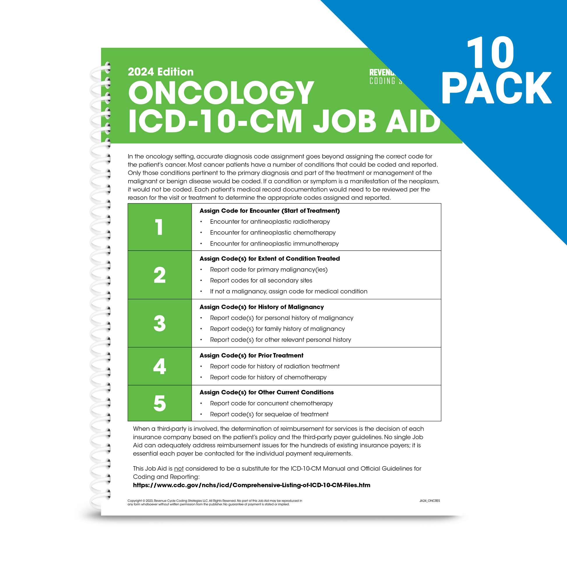 2024 ICD10CM Oncology Resource 10 pack RCCS Store