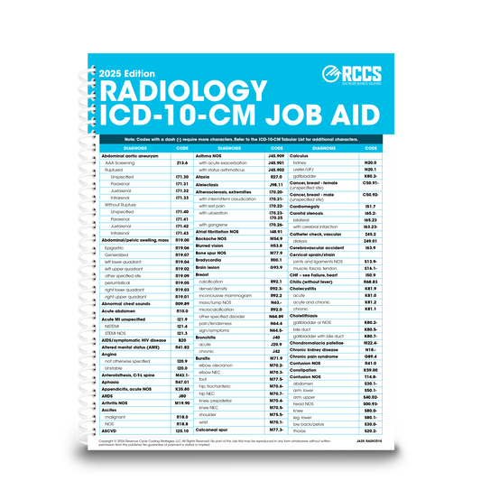 2025 Job Aid for Radiology Diagnosis Coding w/ ICD-10-CM