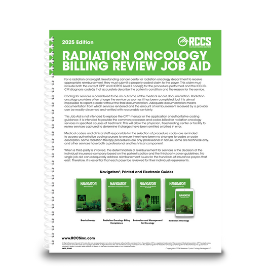 2025 Radiation Oncology Billing Job Aid